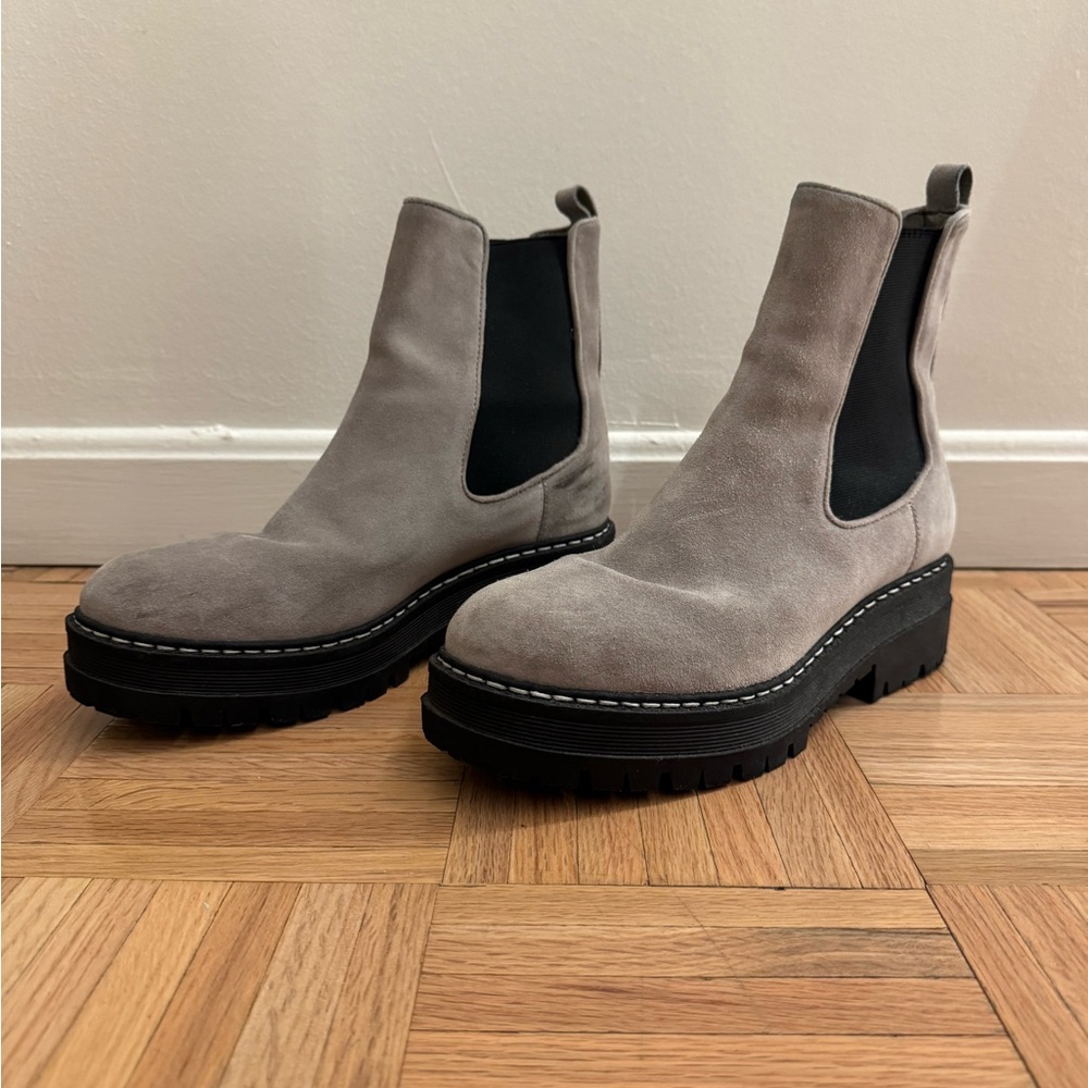 Marc Fisher Gray Suede Lugsole Chelsea Boots
